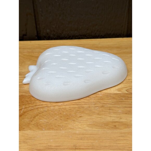 Hazel Atlas White Strawberry-Shaped Fruit  Milk Glass Candy Nut Dish Textured - Picture 3 of 4